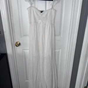 Off Shoulder Flowy White Maxi Dress